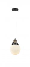  201CSW-BAB-G201-6 - Beacon - 1 Light - 6 inch - Black Antique Brass - Cord hung - Mini Pendant