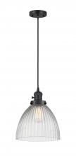  201CSW-BK-G222 - Seneca Falls - 1 Light - 10 inch - Matte Black - Cord hung - Mini Pendant