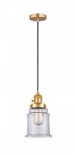  201CSW-SG-G182 - Canton - 1 Light - 6 inch - Satin Gold - Cord hung - Mini Pendant