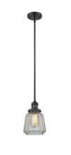  201S-BK-G142 - Chatham - 1 Light - 7 inch - Matte Black - Stem Hung - Mini Pendant