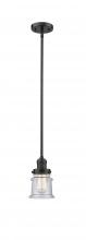  201S-BK-G181S - Canton - 1 Light - 5 inch - Matte Black - Stem Hung - Mini Pendant