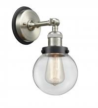  203SN-BPBK-HRBK-G202-6 - Beacon - 1 Light - 6 inch - Brushed Satin Nickel - Sconce