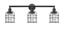  205-BK-G52-CE - Bell Cage - 3 Light - 31 inch - Matte Black - Bath Vanity Light