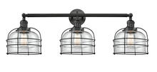  205-BK-G72-CE - Bell Cage - 3 Light - 34 inch - Matte Black - Bath Vanity Light