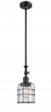  206-BK-G52-CE - Bell Cage - 1 Light - 6 inch - Matte Black - Stem Hung - Mini Pendant