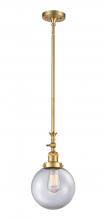  206-SG-G202-8 - Beacon - 1 Light - 8 inch - Satin Gold - Stem Hung - Mini Pendant