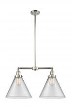  209-PN-G42-L - Cone - 2 Light - 21 inch - Polished Nickel - Stem Hung - Island Light