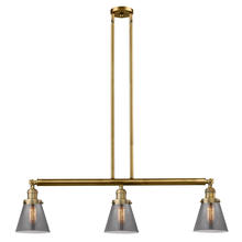  213-BB-G63 - Cone - 3 Light - 39 inch - Brushed Brass - Stem Hung - Island Light