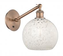 Innovations Lighting 317-1W-AC-G1216-8WM - White Mouchette - 1 Light - 8 inch - Antique Copper - Sconce