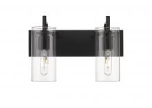  352-2W-BK-CL - Press - 2 Light - 16 inch - Matte Black - Bath Vanity Light