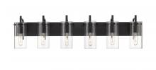  352-6W-BK-CL - Press - 6 Light - 42 inch - Matte Black - Bath Vanity Light