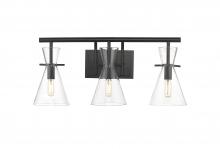  354-3W-BK-CL - Colden - 3 Light - 24 inch - Matte Black - Bath Vanity Light