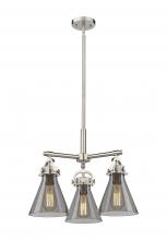  410-3CR-SN-G411-7SM - Newton Cone - 3 Light - 21 inch - Satin Nickel - Pendant