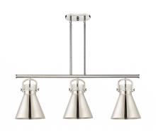 Innovations Lighting 410-3I-PN-M411-10PN - Newton Cone - 3 Light - 42 inch - Polished Nickel - Island Light