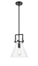  411-1S-BK-10CL - Newton Cone - 1 Light - 10 inch - Matte Black - Stem Hung - Mini Pendant