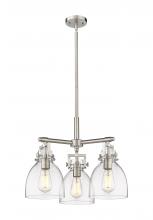  411-3CR-SN-G412-7CL - Newton Bell - 3 Light - 21 inch - Satin Nickel - Pendant