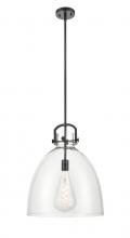  412-1S-BK-16CL - Newton Bell - 1 Light - 16 inch - Matte Black - Cord hung - Pendant