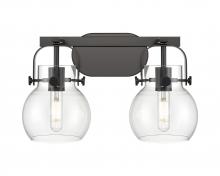  423-2W-BK-G410-6CL - Pilaster II Sphere - 2 Light - 17 inch - Matte Black - Bath Vanity Light