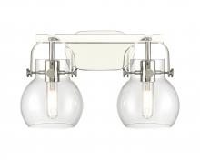  423-2W-PN-G410-6CL - Pilaster II Sphere - 2 Light - 17 inch - Polished Nickel - Bath Vanity Light