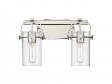  423-2W-PN-G423-7CL - Pilaster II Cylinder - 2 Light - 15 inch - Polished Nickel - Bath Vanity Light