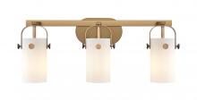  423-3W-BB-G423-7WH - Pilaster - 3 Light - 24 inch - Brushed Brass - Bath Vanity Light