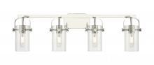  423-4W-PN-G423-7SDY - Pilaster II Cylinder - 4 Light - 35 inch - Polished Nickel - Bath Vanity Light