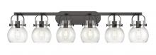  423-6W-BK-G410-6SDY - Pilaster II Sphere - 6 Light - 46 inch - Matte Black - Bath Vanity Light