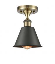  516-1C-AB-M8-BK - Smithfield - 1 Light - 7 inch - Antique Brass - Semi-Flush Mount