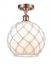  516-1C-AC-G121-10RW - Farmhouse Rope - 1 Light - 10 inch - Antique Copper - Semi-Flush Mount