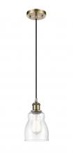  516-1P-AB-G394 - Ellery - 1 Light - 5 inch - Antique Brass - Cord hung - Mini Pendant