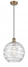  516-1P-BB-G1213-12 - Athens Deco Swirl - 1 Light - 12 inch - Brushed Brass - Cord hung - Mini Pendant