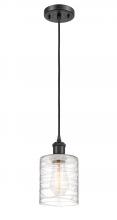  516-1P-BK-G1113 - Cobbleskill - 1 Light - 5 inch - Matte Black - Cord hung - Mini Pendant