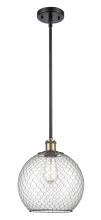  516-1S-BAB-G122-10CBK - Farmhouse Chicken Wire - 1 Light - 10 inch - Black Antique Brass - Mini Pendant