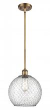  516-1S-BB-G122-10CBK - Farmhouse Chicken Wire - 1 Light - 10 inch - Brushed Brass - Mini Pendant