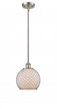  516-1S-SN-G121-8CBK - Farmhouse Chicken Wire - 1 Light - 8 inch - Brushed Satin Nickel - Mini Pendant