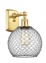  516-1W-SG-G122-8CBK - Farmhouse Chicken Wire - 1 Light - 8 inch - Satin Gold - Sconce