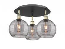  516-3C-BAB-G1213-8SM - Athens Deco Swirl - 3 Light - 20 inch - Black Antique Brass - Flush Mount