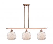  516-3I-AC-G121-8RW - Farmhouse Rope - 3 Light - 36 inch - Antique Copper - Cord hung - Island Light