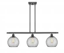  516-3I-BK-G122-8CBK - Farmhouse Chicken Wire - 3 Light - 36 inch - Matte Black - Cord hung - Island Light