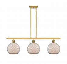  516-3I-SG-G121-8CBK - Farmhouse Chicken Wire - 3 Light - 36 inch - Satin Gold - Cord hung - Island Light