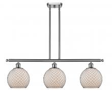  516-3I-SN-G121-8CBK - Farmhouse Chicken Wire - 3 Light - 36 inch - Brushed Satin Nickel - Cord hung - Island Light