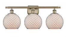  516-3W-AB-G121-8CBK - Farmhouse Chicken Wire - 3 Light - 28 inch - Antique Brass - Bath Vanity Light