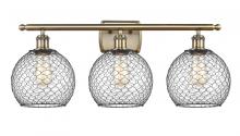  516-3W-AB-G122-8CBK - Farmhouse Chicken Wire - 3 Light - 28 inch - Antique Brass - Bath Vanity Light