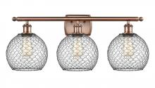  516-3W-AC-G122-8CBK - Farmhouse Chicken Wire - 3 Light - 28 inch - Antique Copper - Bath Vanity Light