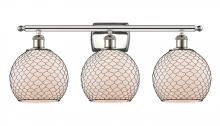  516-3W-PN-G121-8CBK - Farmhouse Chicken Wire - 3 Light - 28 inch - Polished Nickel - Bath Vanity Light