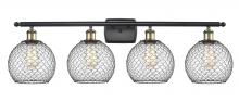  516-4W-BAB-G122-8CBK - Farmhouse Chicken Wire - 4 Light - 38 inch - Black Antique Brass - Bath Vanity Light