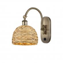 Innovations Lighting 518-1W-AB-RBD-8-NAT - Woven Rattan - 1 Light - 8 inch - Antique Brass - Sconce