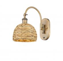 Innovations Lighting 518-1W-BB-RBD-8-NAT - Woven Rattan - 1 Light - 8 inch - Brushed Brass - Sconce