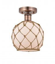  616-1F-AC-G121-8RB - Farmhouse Rope - 1 Light - 8 inch - Antique Copper - Semi-Flush Mount