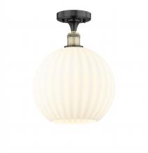 Innovations Lighting 616-1F-BAB-G1217-12WV - White Venetian - 1 Light - 12 inch - Black Antique Brass - Semi-Flush Mount